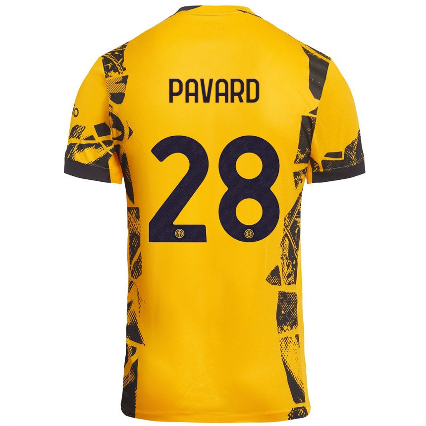 Vaikiškas Benjamin Pavard #28 Auksinis Juodas Trečias Marškinėliai 2024/25 T-Shirt