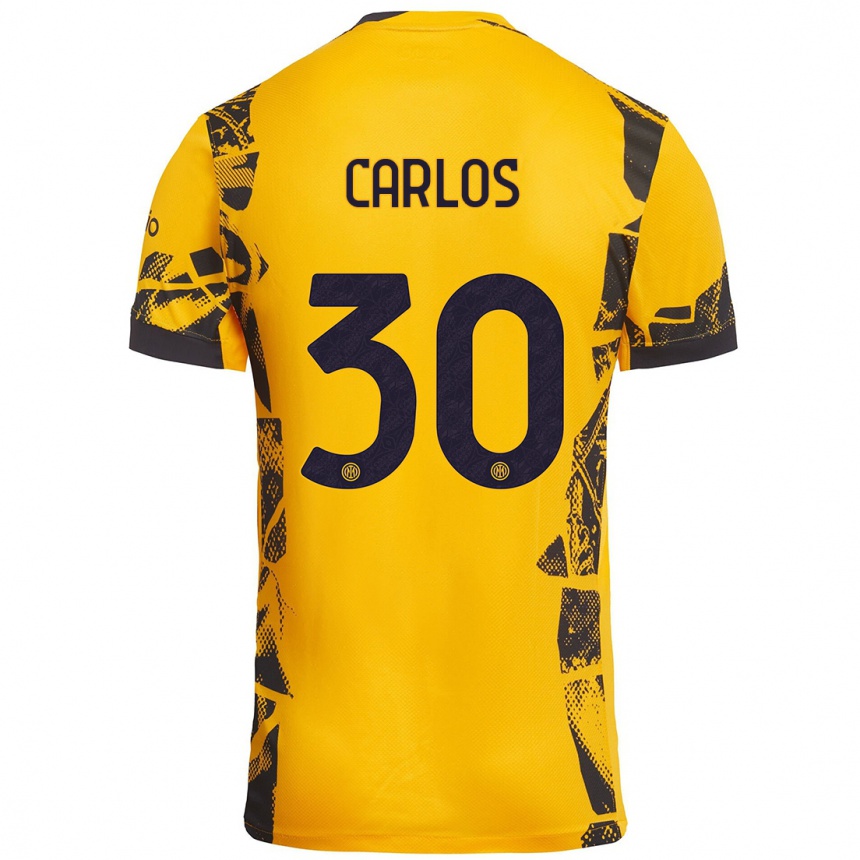 Vaikiškas Carlos Augusto #30 Auksinis Juodas Trečias Marškinėliai 2024/25 T-Shirt