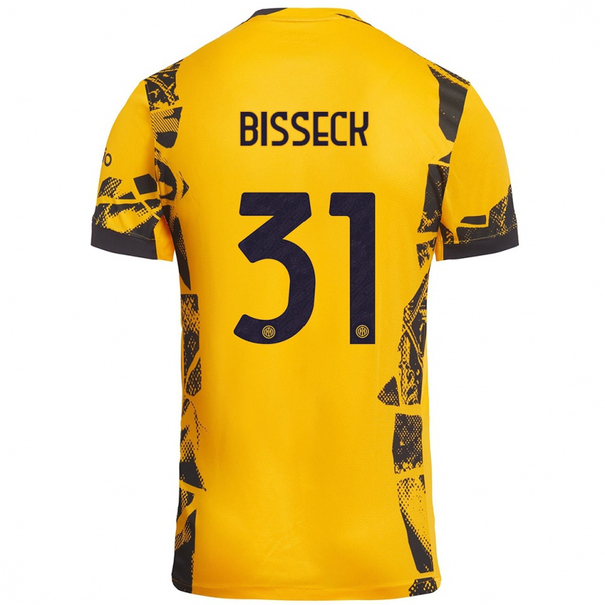 Vaikiškas Yann Bisseck #31 Auksinis Juodas Trečias Marškinėliai 2024/25 T-Shirt