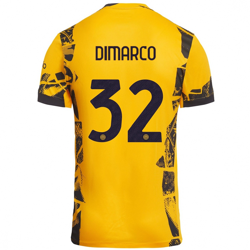 Vaikiškas Federico Dimarco #32 Auksinis Juodas Trečias Marškinėliai 2024/25 T-Shirt