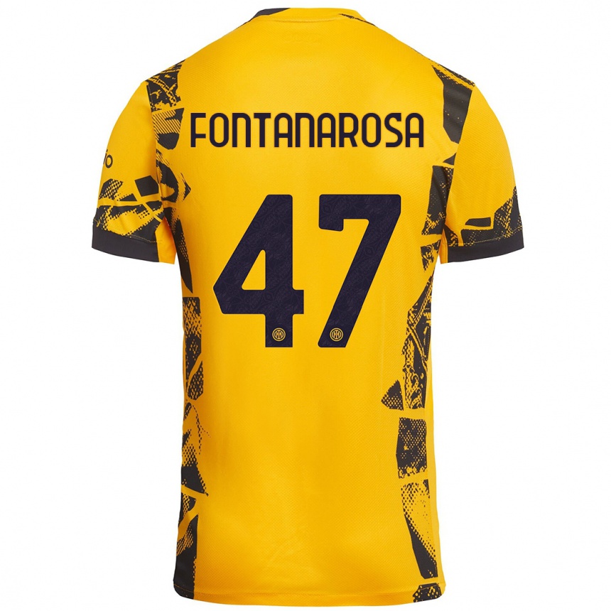 Vaikiškas Alessandro Fontanarosa #47 Auksinis Juodas Trečias Marškinėliai 2024/25 T-Shirt