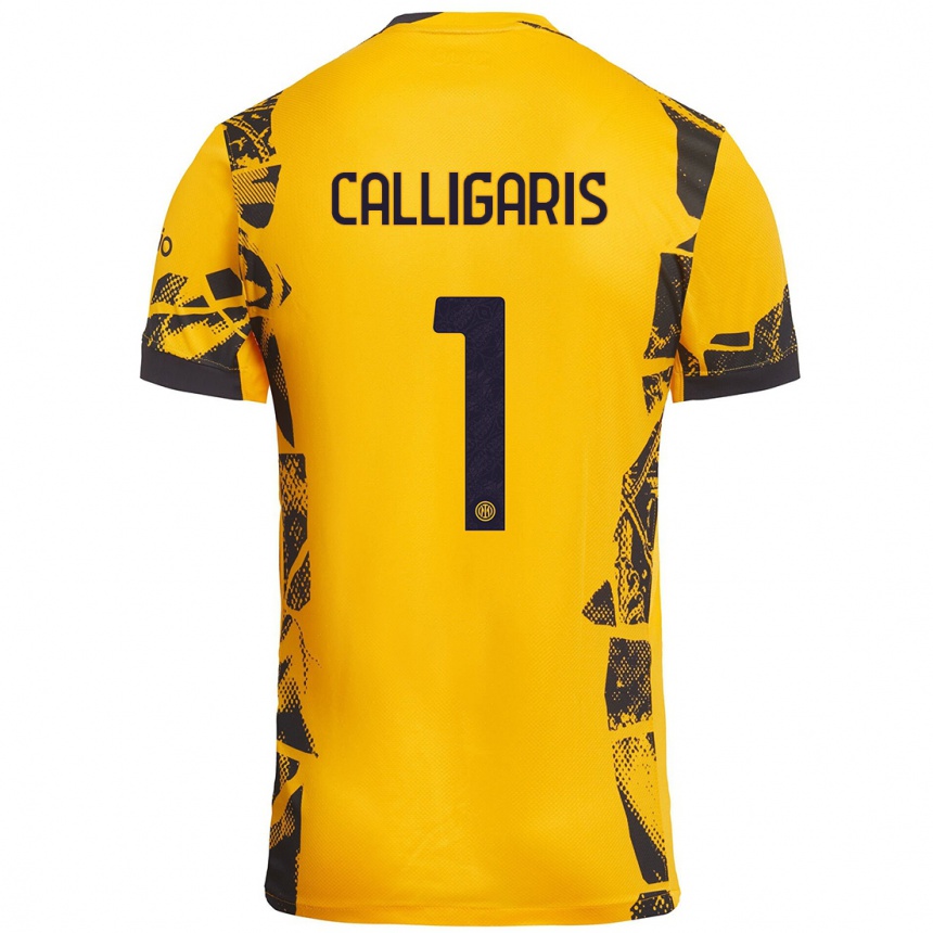 Vaikiškas Alessandro Calligaris #1 Auksinis Juodas Trečias Marškinėliai 2024/25 T-Shirt