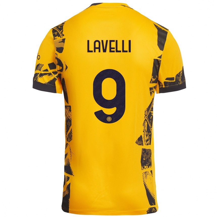 Vaikiškas Matteo Lavelli #9 Auksinis Juodas Trečias Marškinėliai 2024/25 T-Shirt