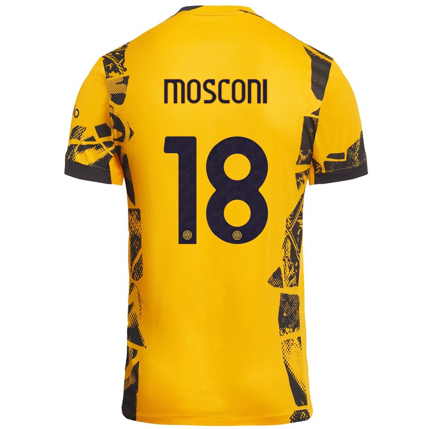 Vaikiškas Mattia Mosconi #18 Auksinis Juodas Trečias Marškinėliai 2024/25 T-Shirt