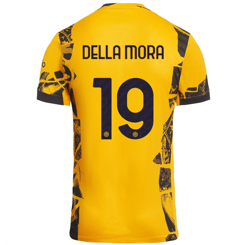 Vaikiškas Tommaso Della Mora #19 Auksinis Juodas Trečias Marškinėliai 2024/25 T-Shirt