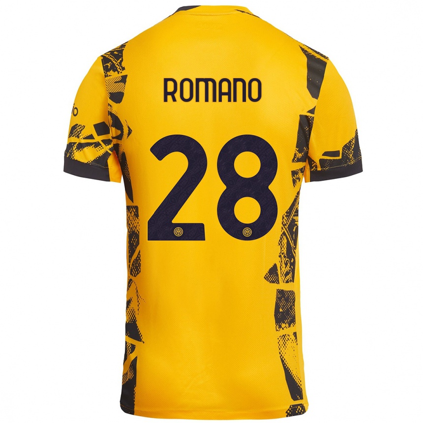 Vaikiškas Thiago Romano #28 Auksinis Juodas Trečias Marškinėliai 2024/25 T-Shirt