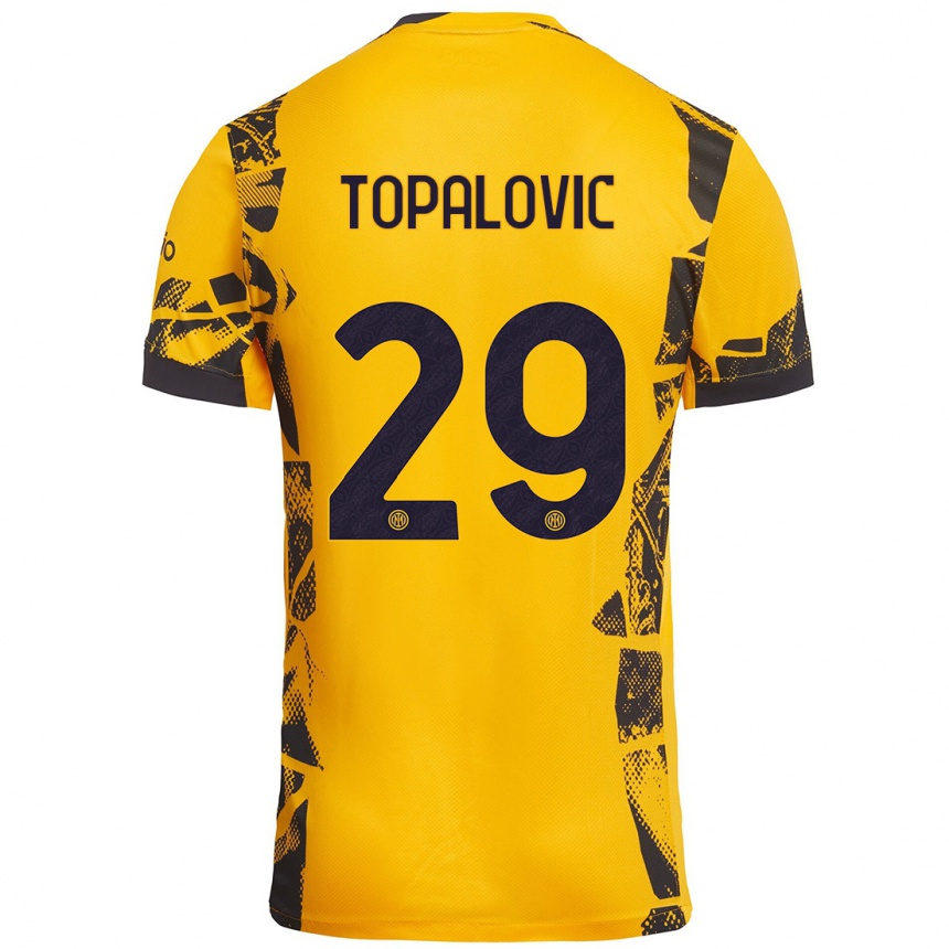 Vaikiškas Luka Topalovic #29 Auksinis Juodas Trečias Marškinėliai 2024/25 T-Shirt