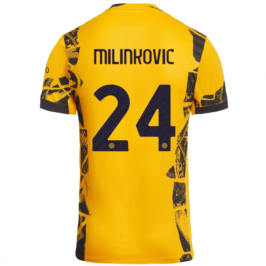 Vaikiškas Marija Milinković #24 Auksinis Juodas Trečias Marškinėliai 2024/25 T-Shirt