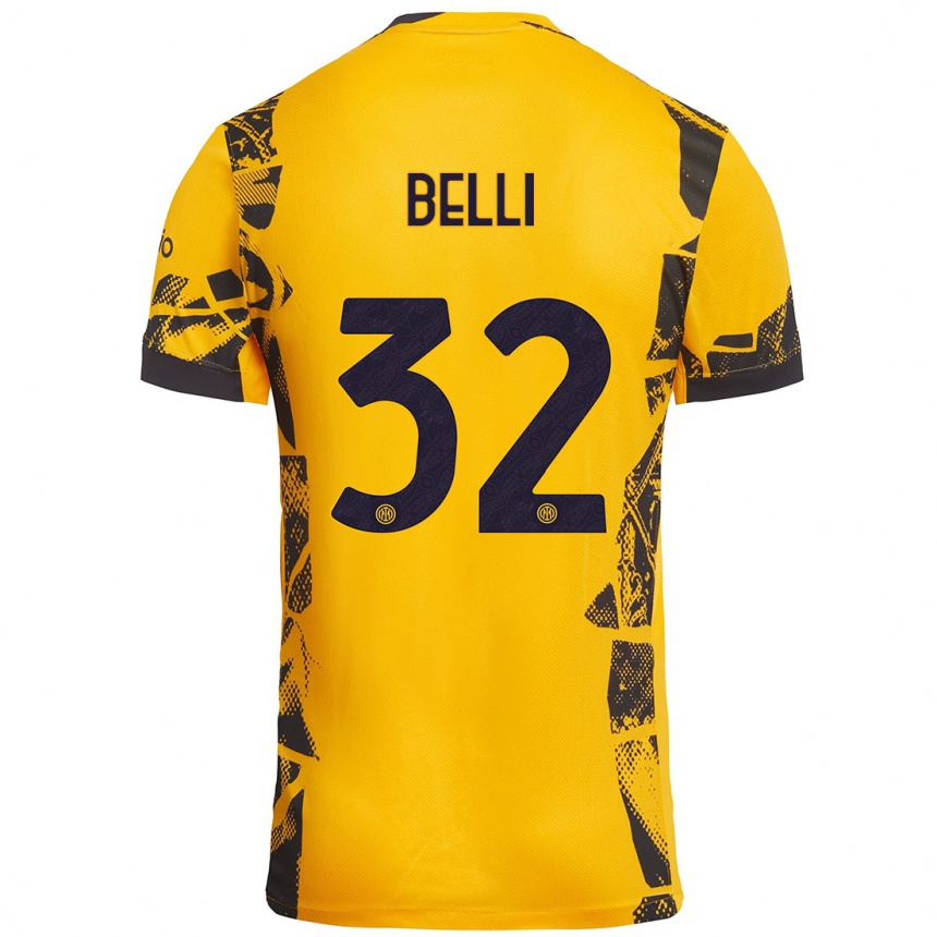 Vaikiškas Elena Belli #32 Auksinis Juodas Trečias Marškinėliai 2024/25 T-Shirt