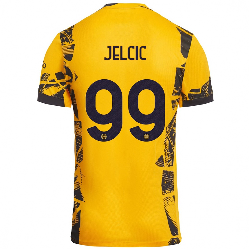 Vaikiškas Maja Jelčić #99 Auksinis Juodas Trečias Marškinėliai 2024/25 T-Shirt