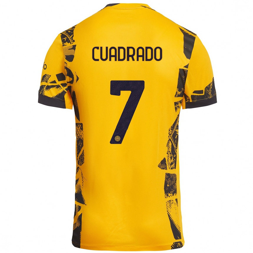 Vaikiškas Juan Cuadrado #7 Auksinis Juodas Trečias Marškinėliai 2024/25 T-Shirt