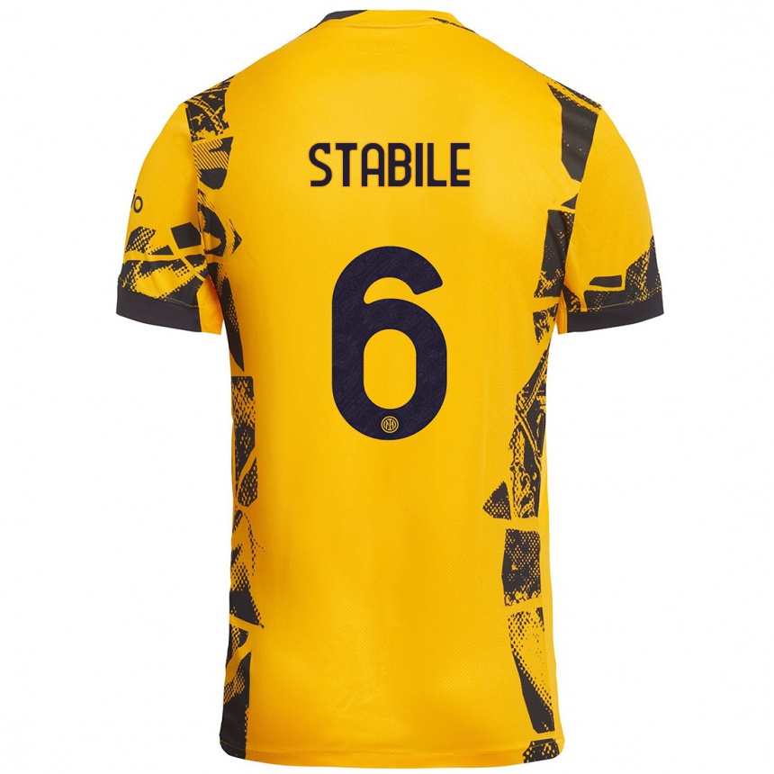 Vaikiškas Giacomo Stabile #6 Auksinis Juodas Trečias Marškinėliai 2024/25 T-Shirt