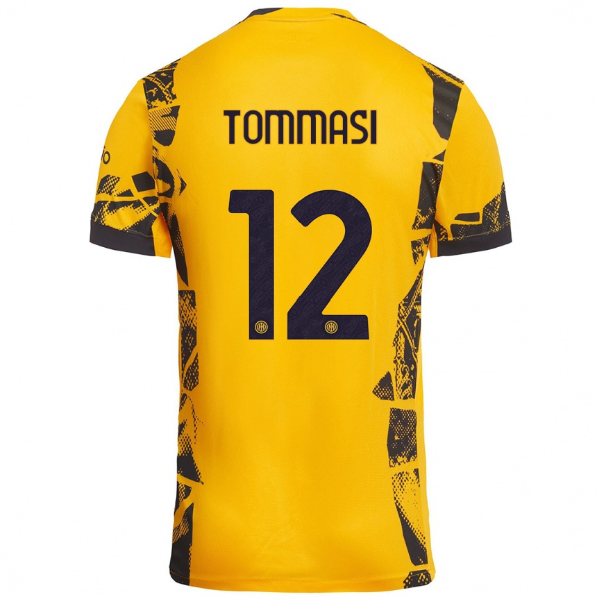 Vaikiškas Francesco Tommasi #12 Auksinis Juodas Trečias Marškinėliai 2024/25 T-Shirt