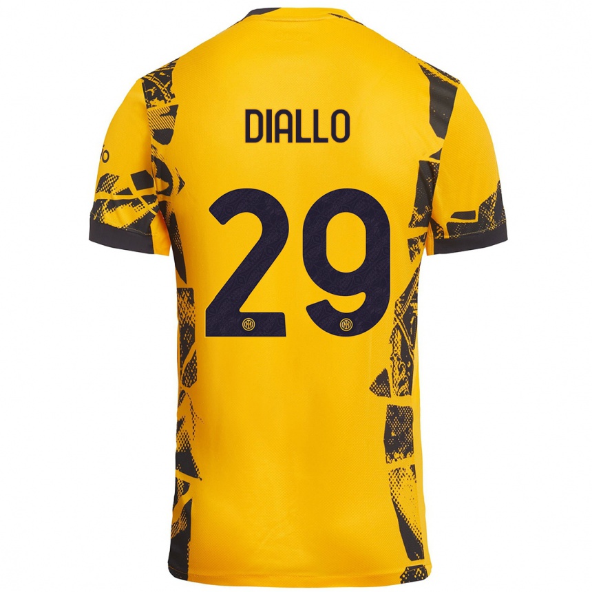 Vaikiškas Oumar Diallo #29 Auksinis Juodas Trečias Marškinėliai 2024/25 T-Shirt