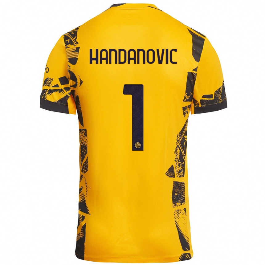 Vaikiškas Samir Handanovic #1 Auksinis Juodas Trečias Marškinėliai 2024/25 T-Shirt