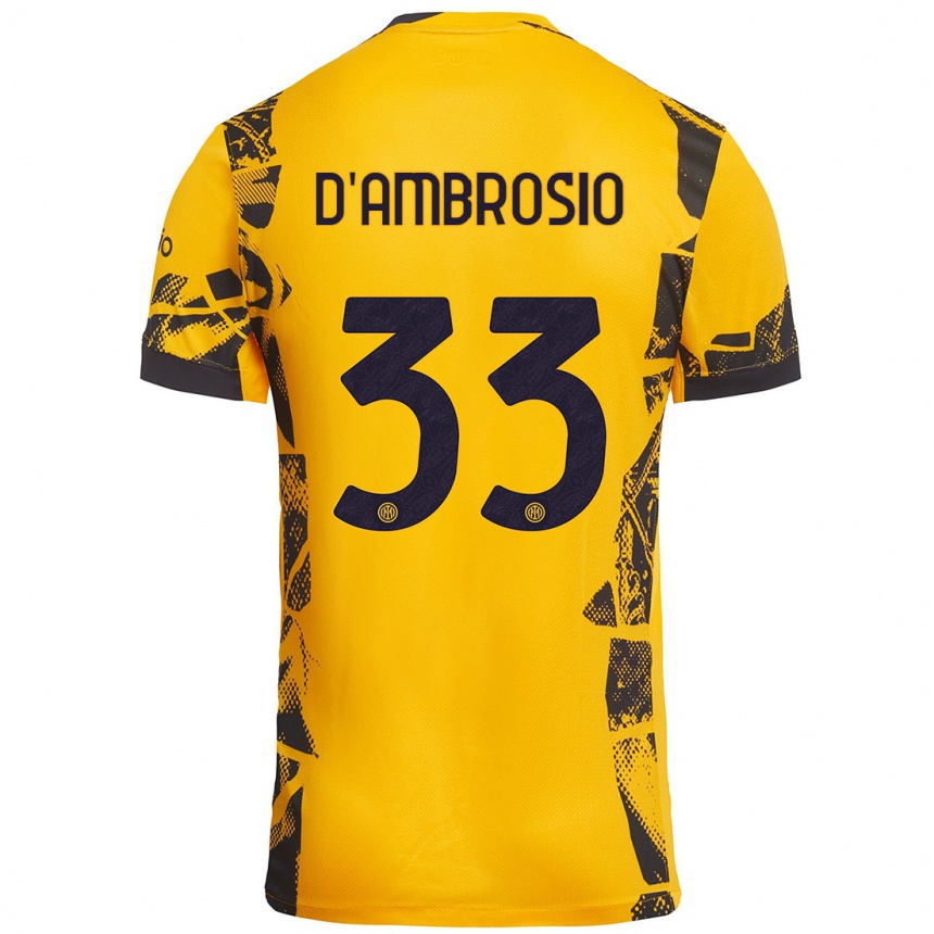 Vaikiškas Danilo D'ambrosio #33 Auksinis Juodas Trečias Marškinėliai 2024/25 T-Shirt