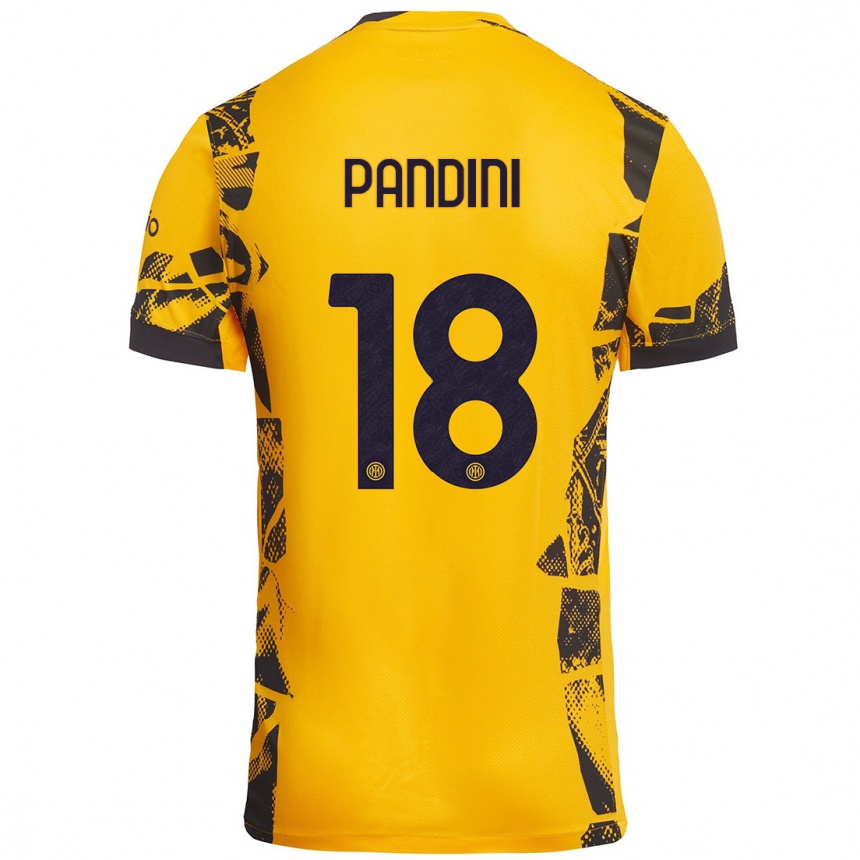 Vaikiškas Marta Pandini #18 Auksinis Juodas Trečias Marškinėliai 2024/25 T-Shirt