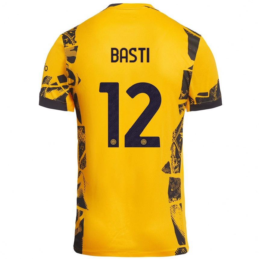 Vaikiškas Matteo Basti #12 Auksinis Juodas Trečias Marškinėliai 2024/25 T-Shirt