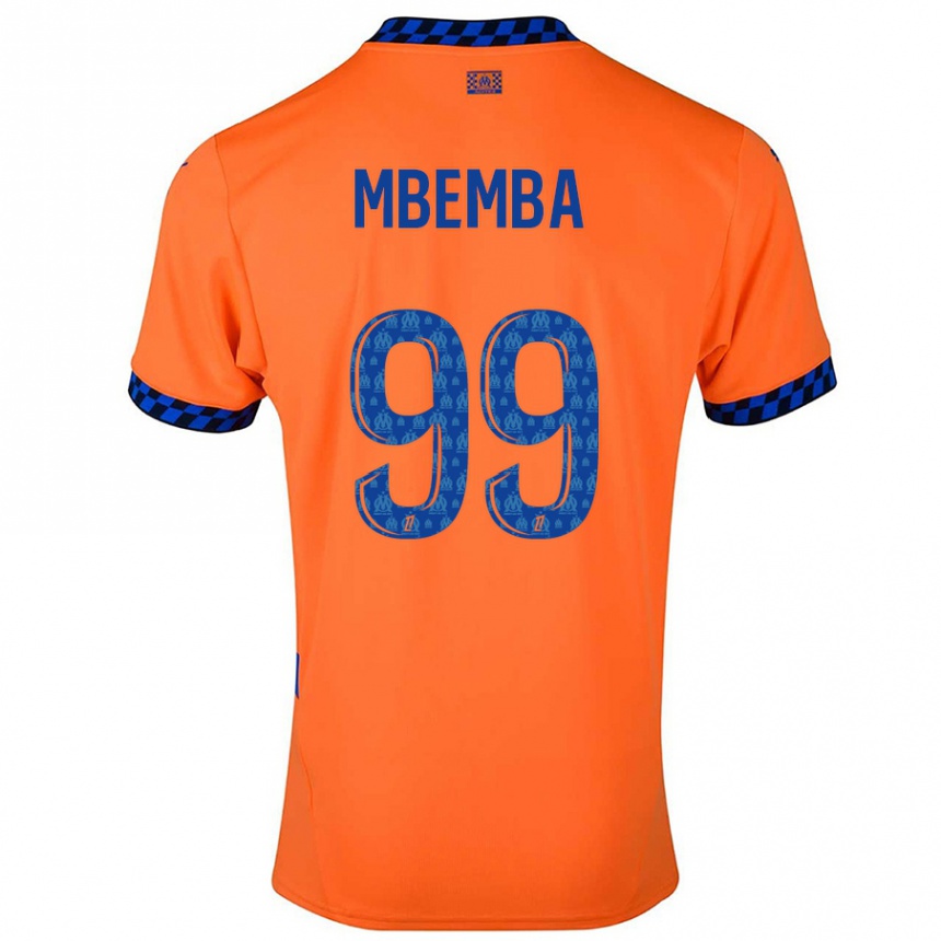 Vaikiškas Chancel Mbemba #99 Oranžinė Tamsiai Mėlyna Trečias Marškinėliai 2024/25 T-Shirt