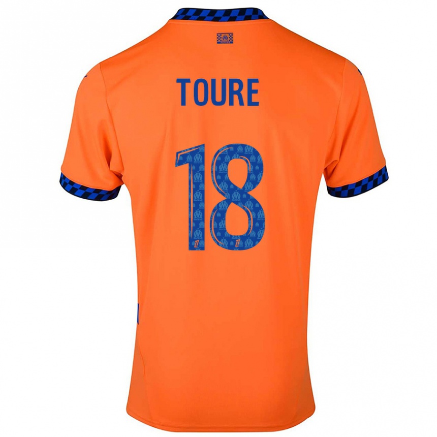 Vaikiškas Isaak Toure #18 Oranžinė Tamsiai Mėlyna Trečias Marškinėliai 2024/25 T-Shirt