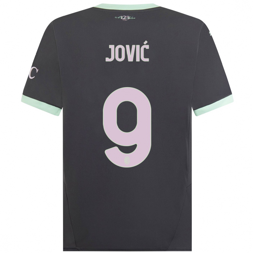 Vaikiškas Luka Jovic #9 Pilka Trečias Marškinėliai 2024/25 T-Shirt