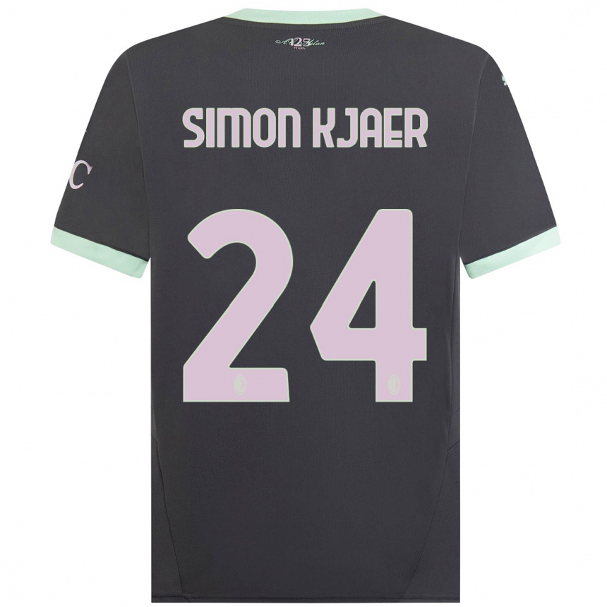 Vaikiškas Simon Kjaer #24 Pilka Trečias Marškinėliai 2024/25 T-Shirt