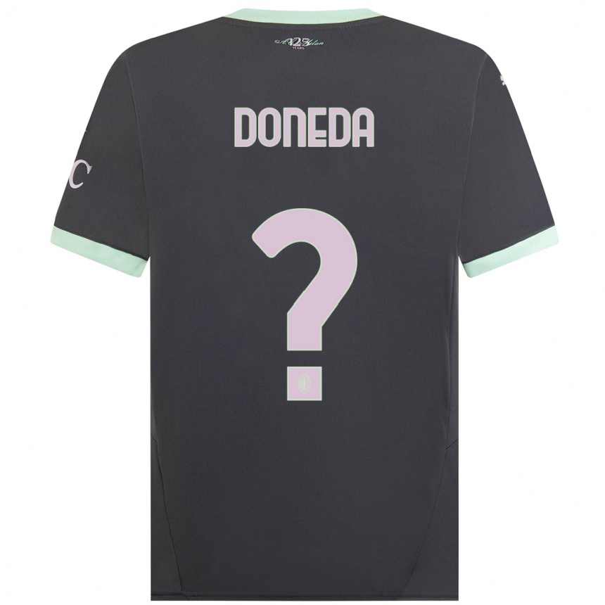 Vaikiškas Paolo Doneda #0 Pilka Trečias Marškinėliai 2024/25 T-Shirt