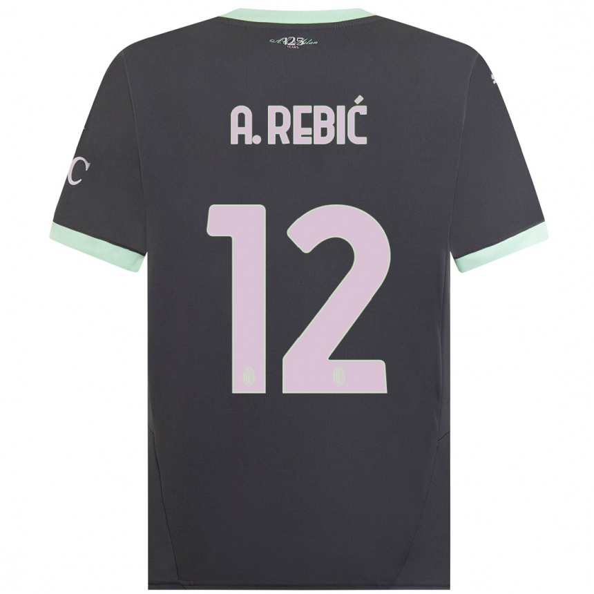 Vaikiškas Ante Rebic #12 Pilka Trečias Marškinėliai 2024/25 T-Shirt