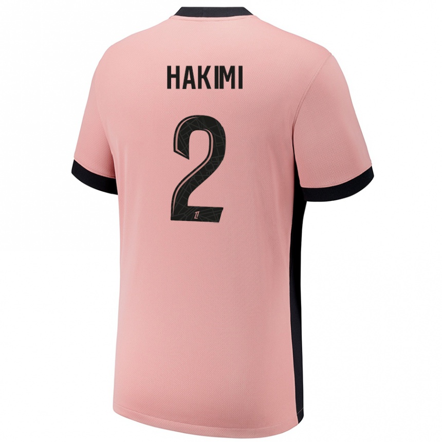 Vaikiškas Achraf Hakimi #2 Rūdžių Rožinė Trečias Marškinėliai 2024/25 T-Shirt