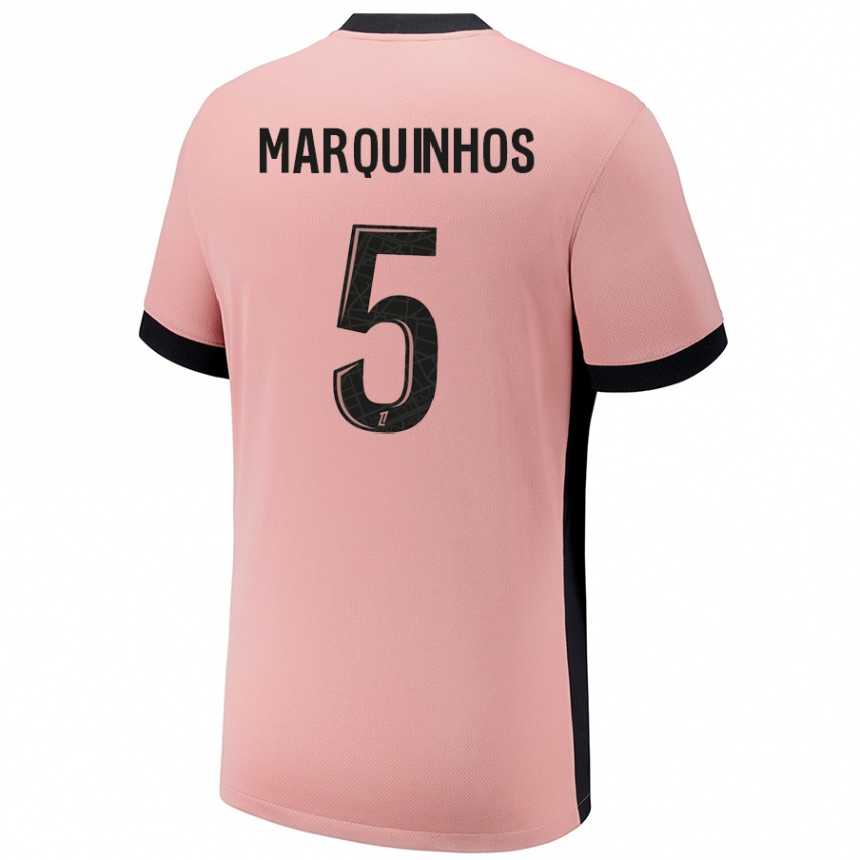 Vaikiškas Marquinhos #5 Rūdžių Rožinė Trečias Marškinėliai 2024/25 T-Shirt