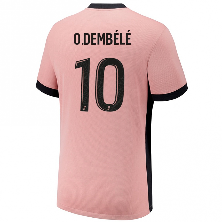 Vaikiškas Ousmane Dembele #10 Rūdžių Rožinė Trečias Marškinėliai 2024/25 T-Shirt