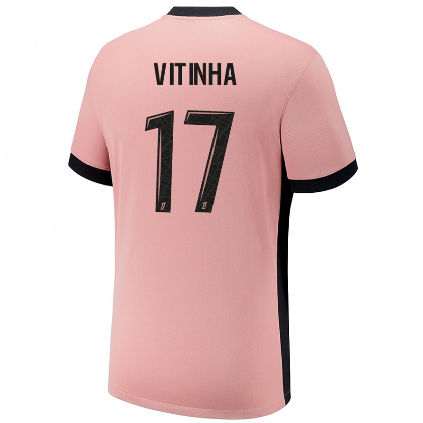 Vaikiškas Vitinha #17 Rūdžių Rožinė Trečias Marškinėliai 2024/25 T-Shirt