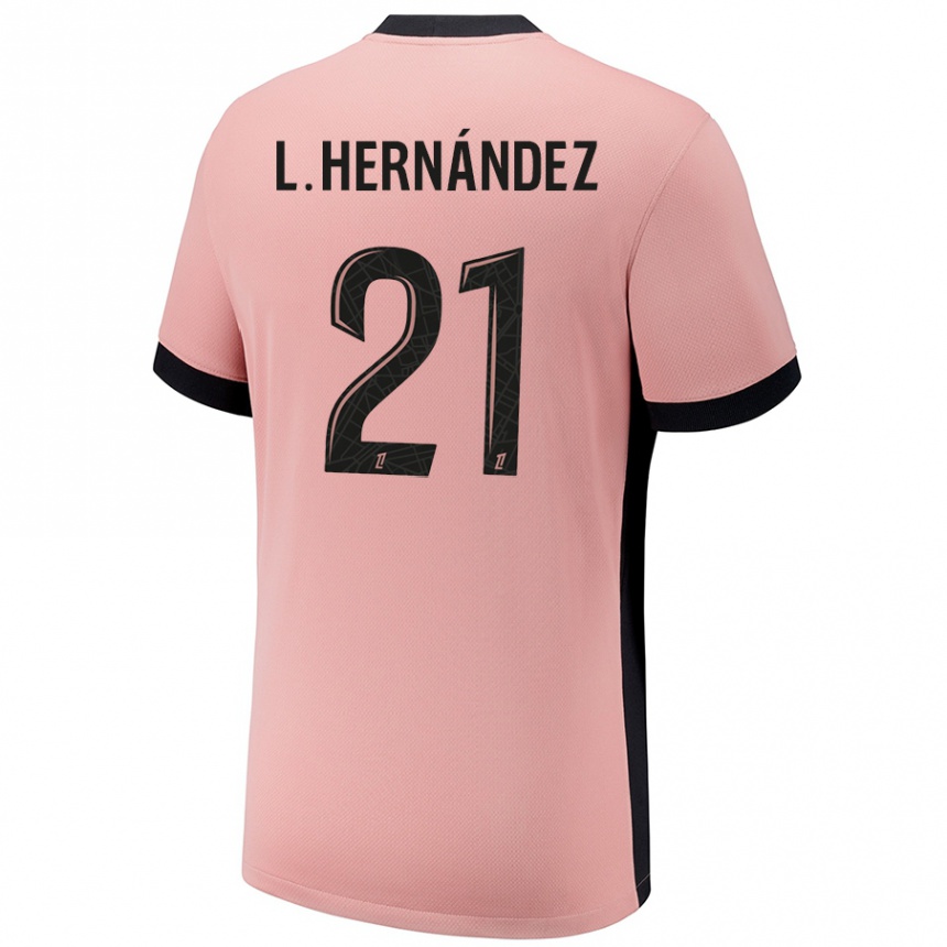 Vaikiškas Lucas Hernandez #21 Rūdžių Rožinė Trečias Marškinėliai 2024/25 T-Shirt