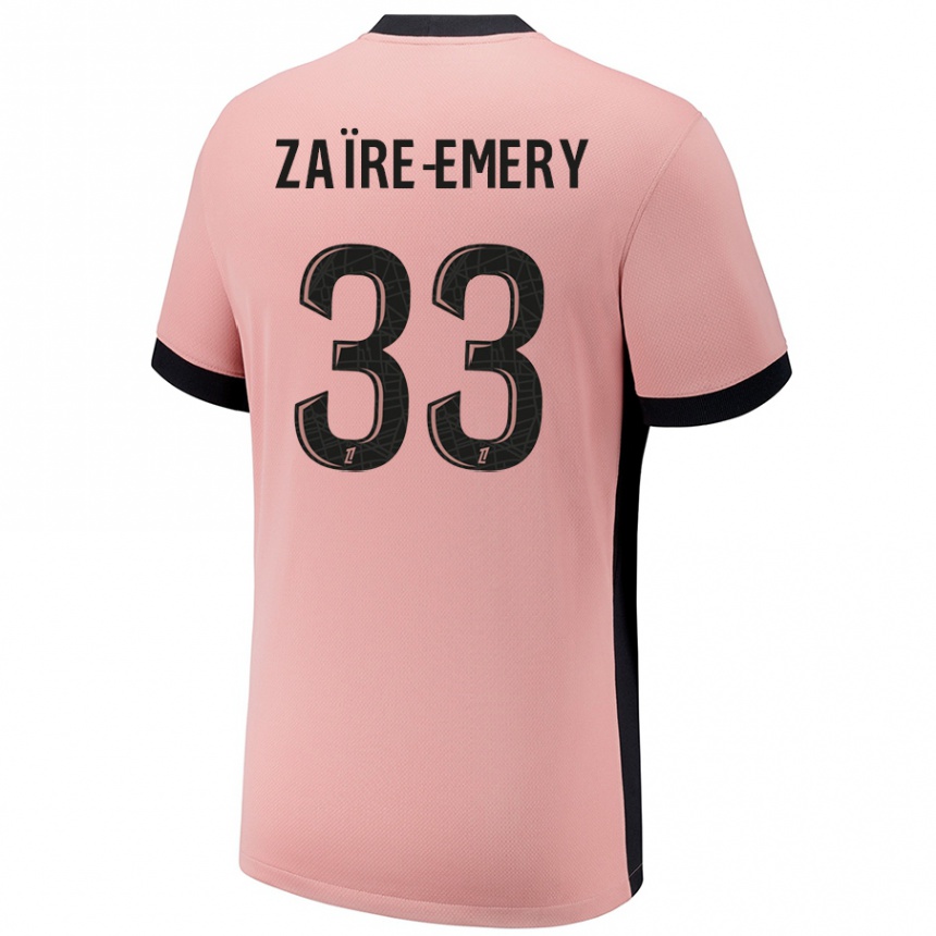 Vaikiškas Warren Zaire Emery #33 Rūdžių Rožinė Trečias Marškinėliai 2024/25 T-Shirt