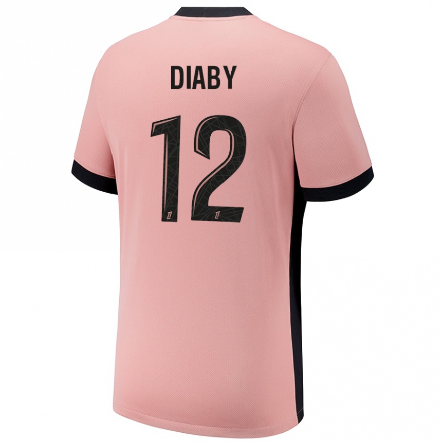 Vaikiškas Ibrahima Diaby #12 Rūdžių Rožinė Trečias Marškinėliai 2024/25 T-Shirt