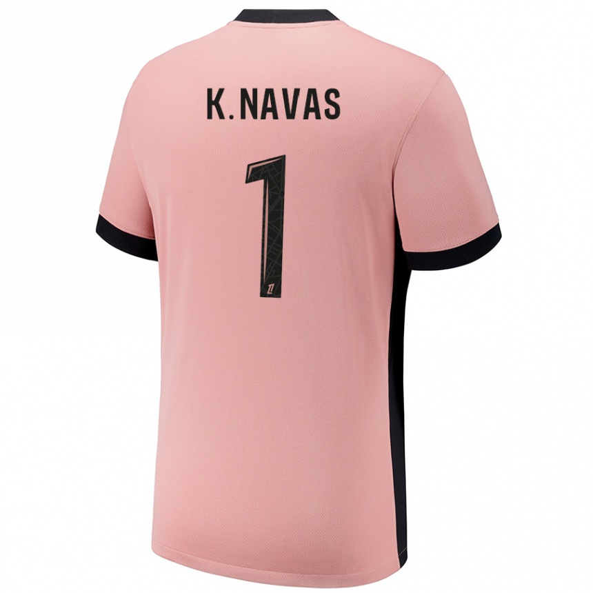 Vaikiškas Keylor Navas #1 Rūdžių Rožinė Trečias Marškinėliai 2024/25 T-Shirt