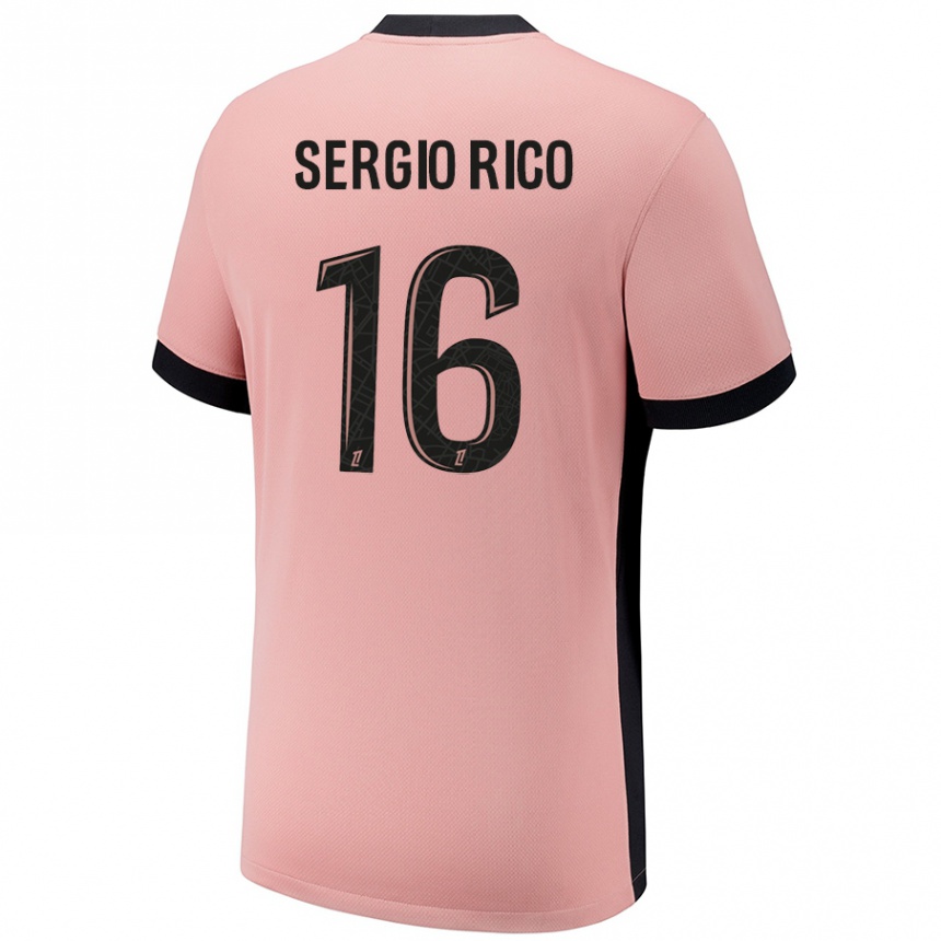 Vaikiškas Sergio Rico #16 Rūdžių Rožinė Trečias Marškinėliai 2024/25 T-Shirt