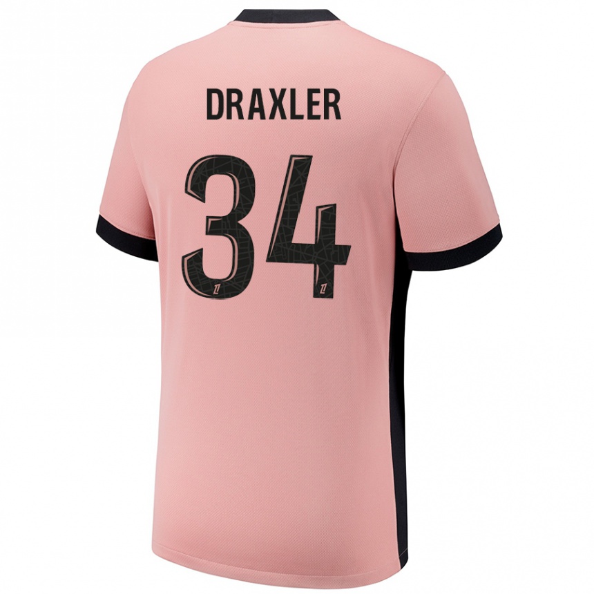 Vaikiškas Julian Draxler #34 Rūdžių Rožinė Trečias Marškinėliai 2024/25 T-Shirt