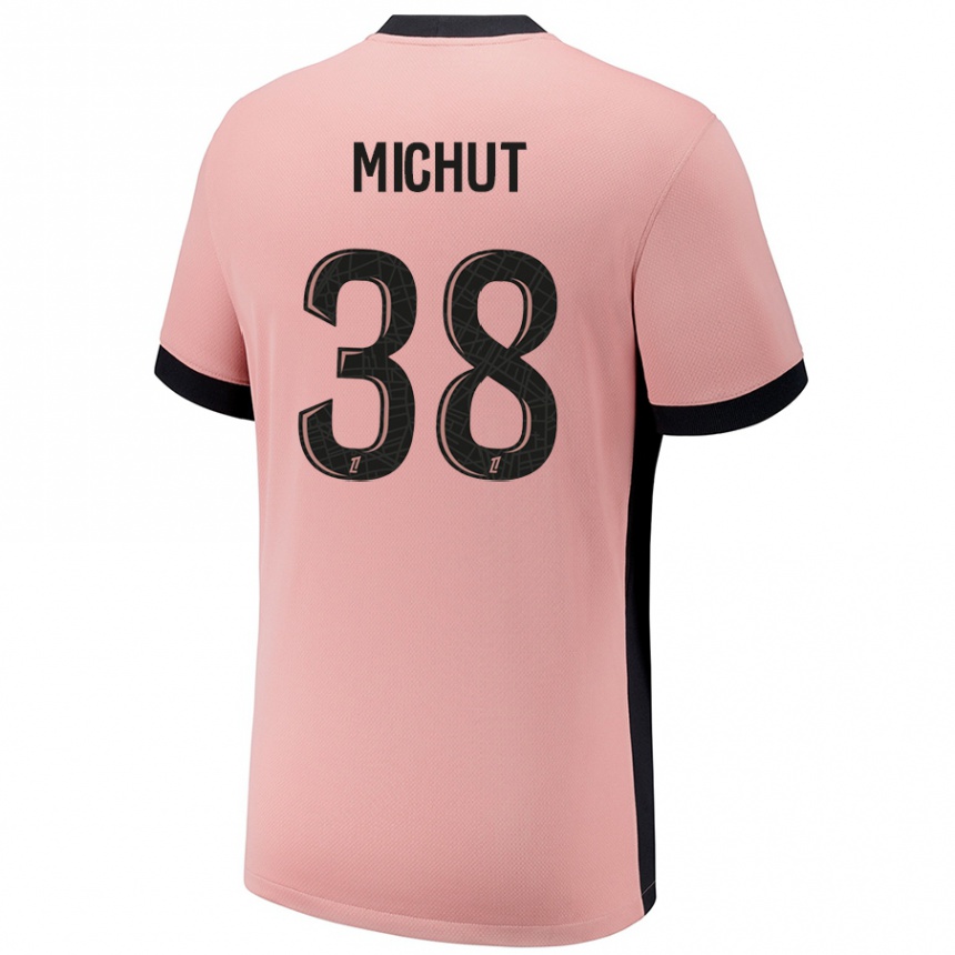 Vaikiškas Edouard Michut #38 Rūdžių Rožinė Trečias Marškinėliai 2024/25 T-Shirt