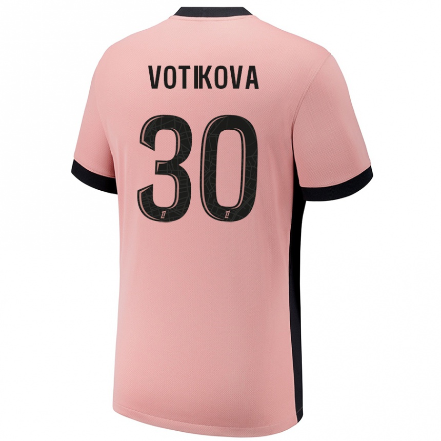 Vaikiškas Barbora Votikova #30 Rūdžių Rožinė Trečias Marškinėliai 2024/25 T-Shirt