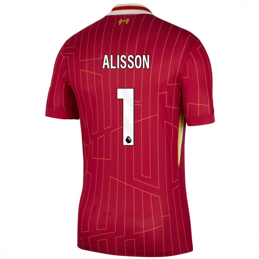 Vyrai Alisson #1 Raudona Geltona Balta Namų Marškinėliai 2024/25 T-Shirt