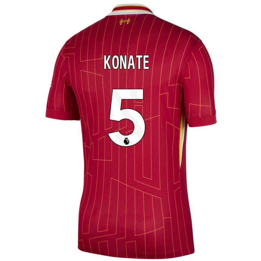 Vyrai Ibrahima Konate #5 Raudona Geltona Balta Namų Marškinėliai 2024/25 T-Shirt