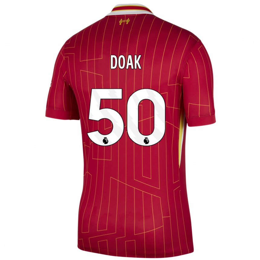 Vyrai Ben Doak #50 Raudona Geltona Balta Namų Marškinėliai 2024/25 T-Shirt