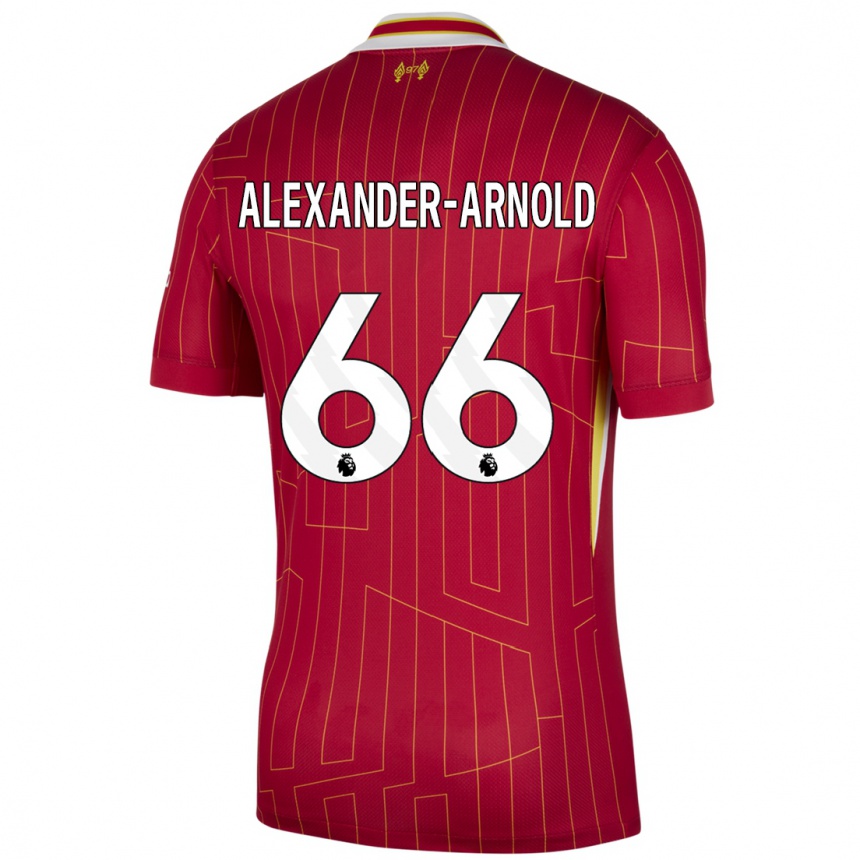 Vyrai Trent Alexander-Arnold #66 Raudona Geltona Balta Namų Marškinėliai 2024/25 T-Shirt