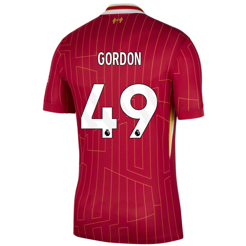 Vyrai Kaide Gordon #49 Raudona Geltona Balta Namų Marškinėliai 2024/25 T-Shirt