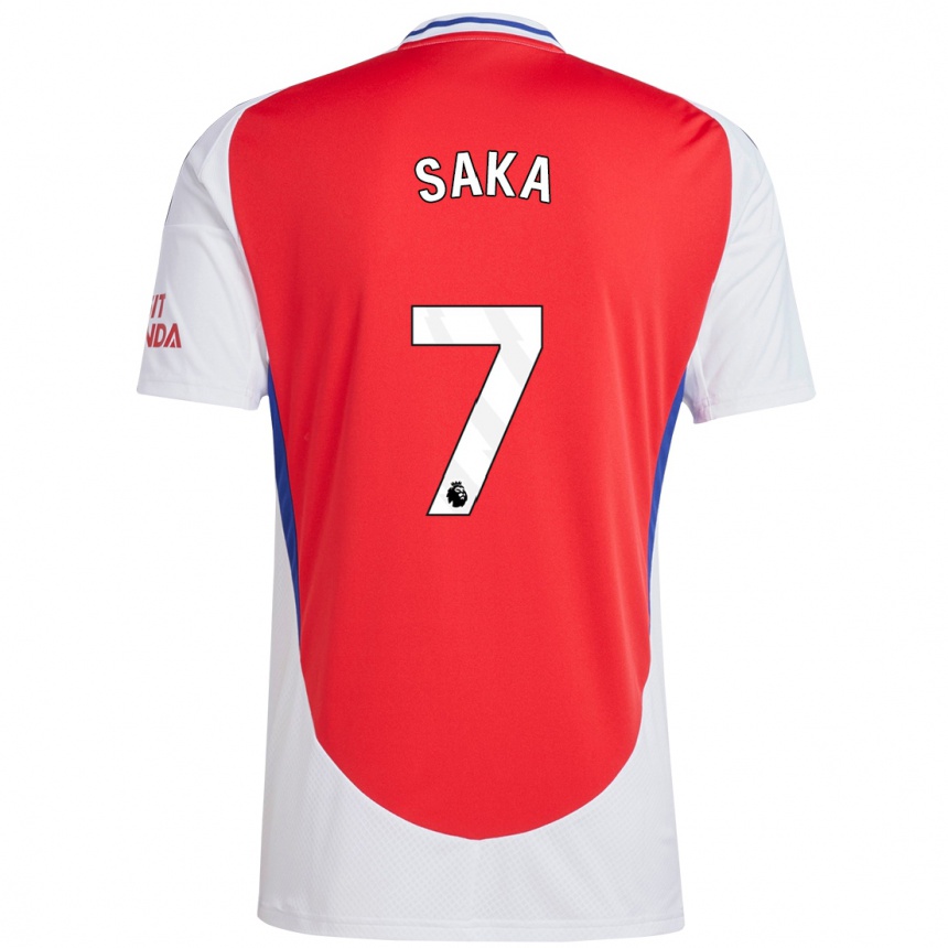 Vyrai Bukayo Saka #7 Raudona Balta Namų Marškinėliai 2024/25 T-Shirt