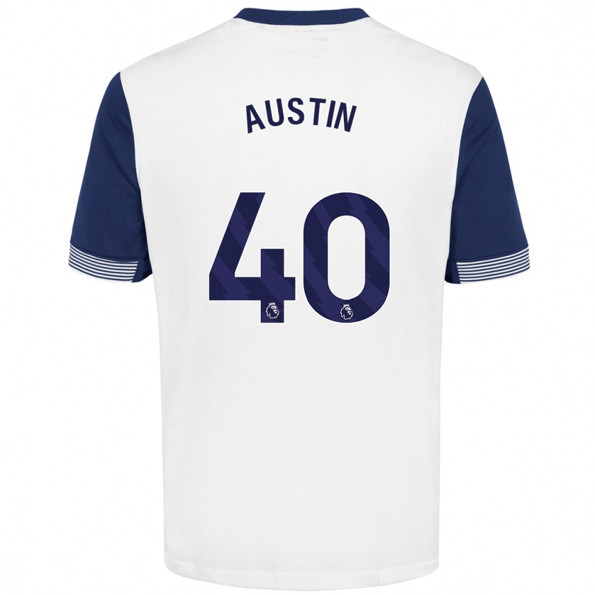 Vyrai Brandon Austin #40 Balta Mėlyna Namų Marškinėliai 2024/25 T-Shirt