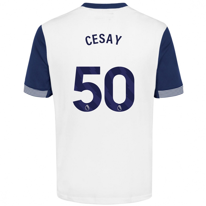 Vyrai Kallum Cesay #50 Balta Mėlyna Namų Marškinėliai 2024/25 T-Shirt