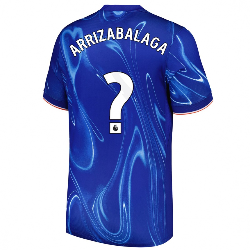 Vyrai Kepa Arrizabalaga #0 Mėlyna Balta Namų Marškinėliai 2024/25 T-Shirt