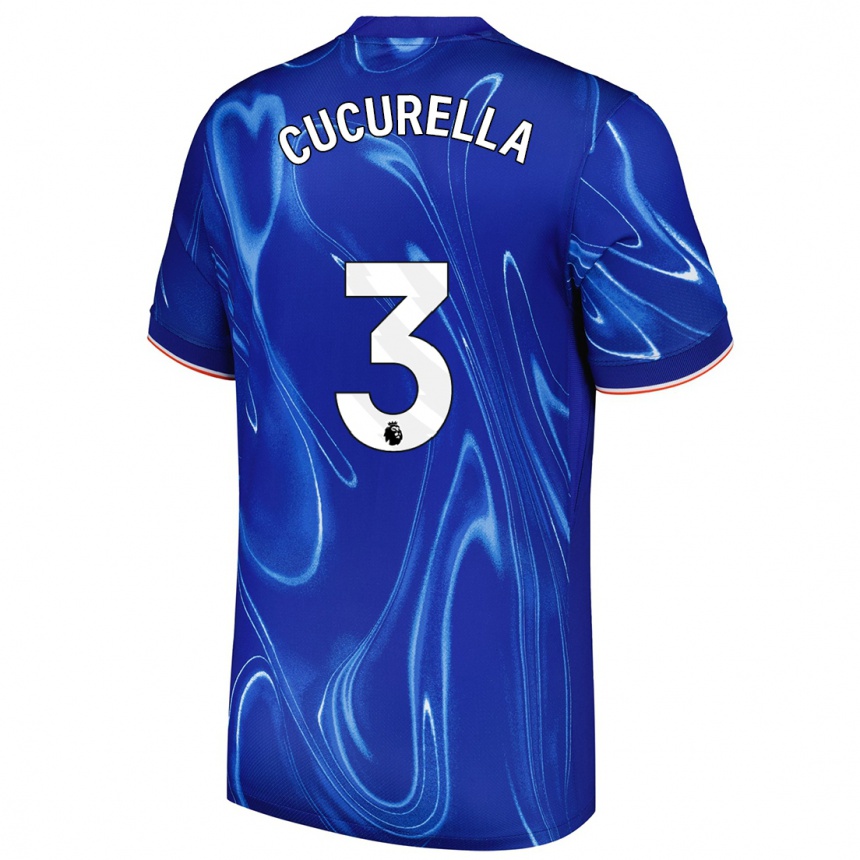 Vyrai Marc Cucurella #3 Mėlyna Balta Namų Marškinėliai 2024/25 T-Shirt